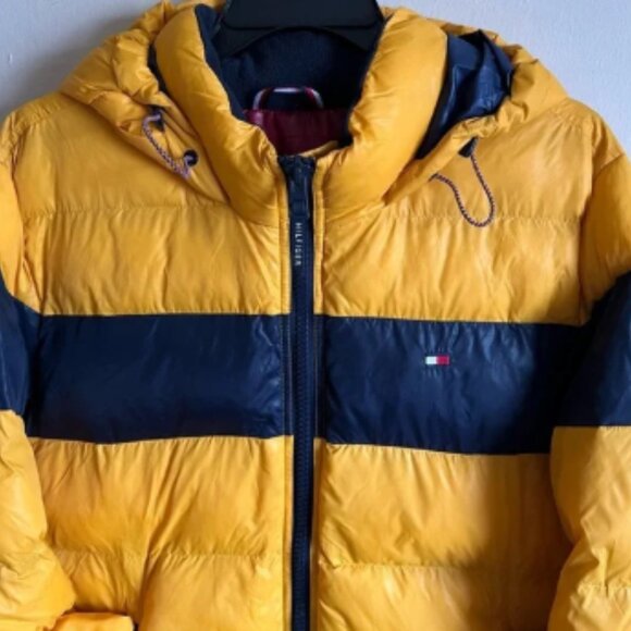 TOMMY HILFIGER Men's Quilted Color Block Hooded Puffer Jacket - Size L - Picture 2 of 11